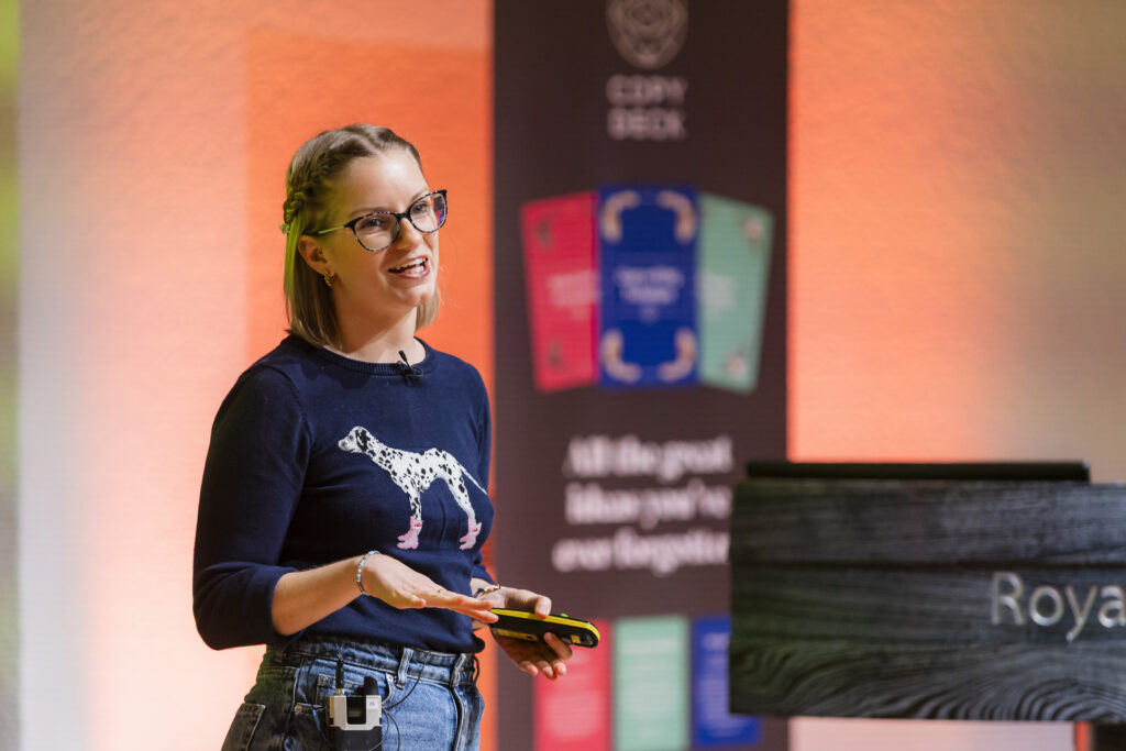 Tasmin Lofthouse presenting